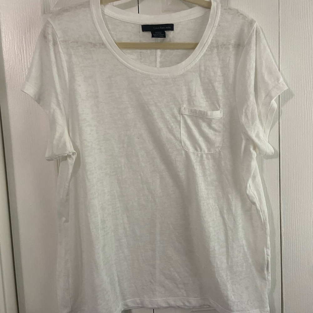 White Calvin Klein tshirt with pocket